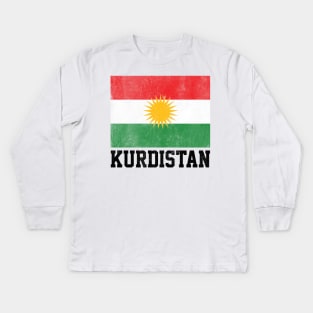 Kurdistan / Faded Vintage-Style Flag Design Kids Long Sleeve T-Shirt